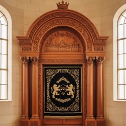 Exquisite Hand-Carved Mahogany Wood Aron Kodesh by Mulyoharjo Furniture