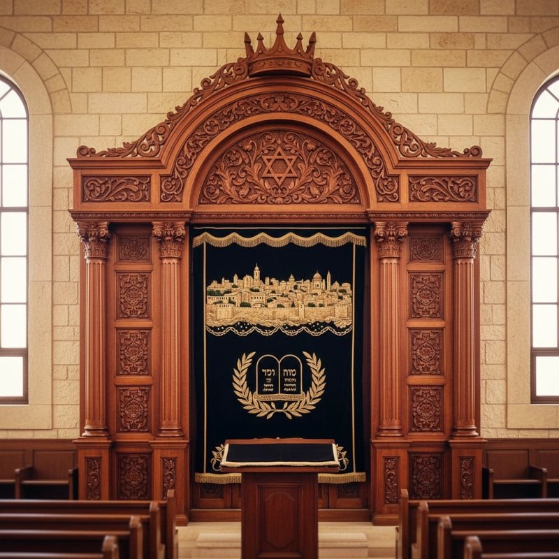 Elegant Handcrafted Mahogany Wood Aron Kodesh by Mulyoharjo Furniture Indonesia