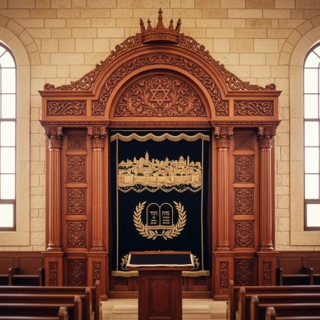 Elegant Handcrafted Mahogany Wood Aron Kodesh by Mulyoharjo Furniture Indonesia