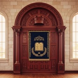 Exquisite Hand-Carved Mahogany Wood Aron Kodesh Torah Ark by Mulyoharjo Furniture