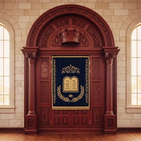 Exquisite Hand-Carved Mahogany Wood Aron Kodesh Torah Ark by Mulyoharjo Furniture