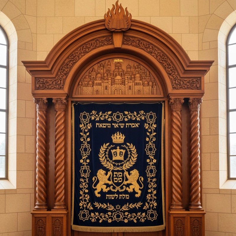 Mulyoharjo Hand-Carved Mahogany Aron Kodesh Exquisite Torah Ark for Sacred Spaces