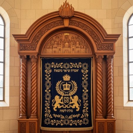 Mulyoharjo Hand-Carved Mahogany Aron Kodesh Exquisite Torah Ark for Sacred Spaces
