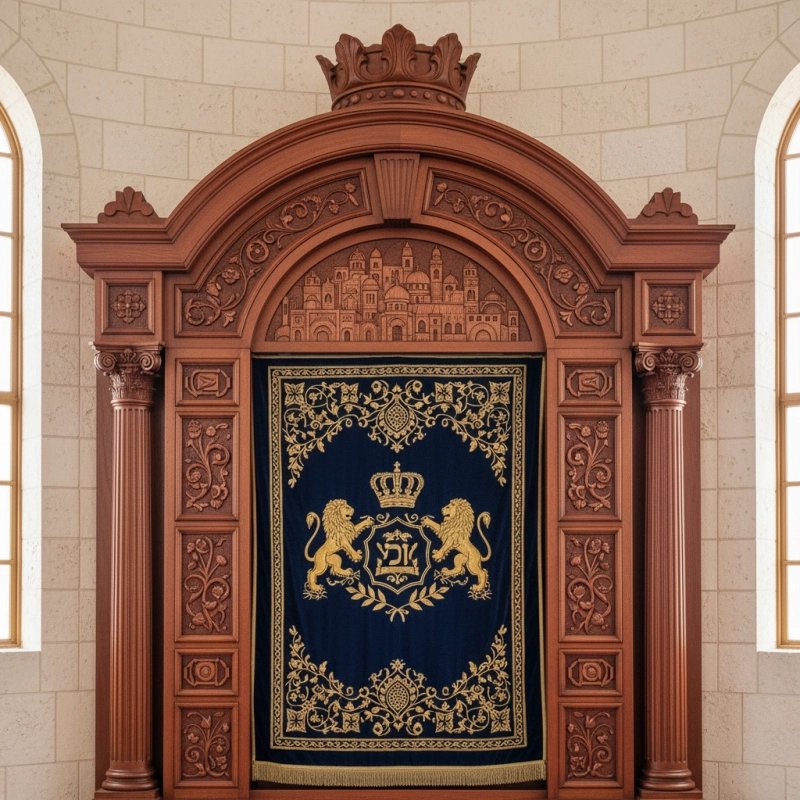 Majestic Hand-Carved Mahogany Aron Kodesh by Mulyoharjo Furniture Indonesia
