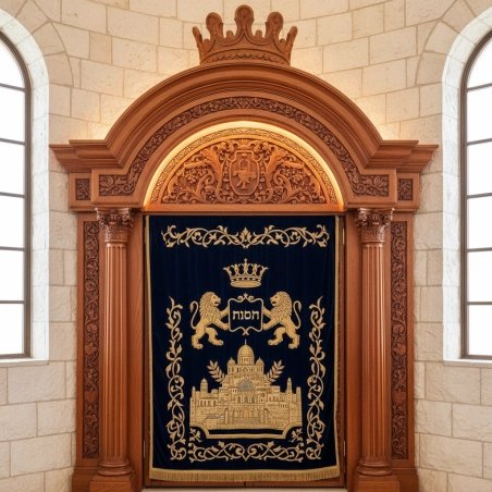 Majestic Handcrafted Mahogany Wood Aron Kodesh by Mulyoharjo Furniture