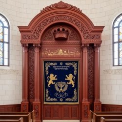 Majestic Hand-Carved Mahogany Aron Kodesh Torah Ark by Mulyoharjo Furniture Indonesia