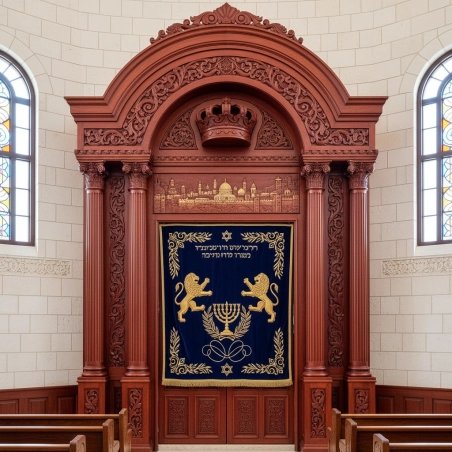 Majestic Hand-Carved Mahogany Aron Kodesh Torah Ark by Mulyoharjo Furniture Indonesia