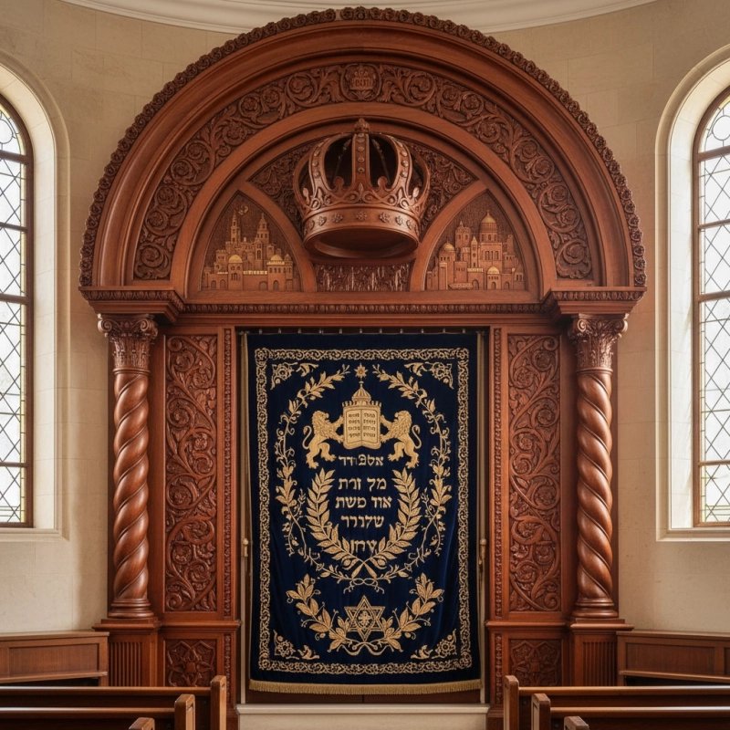 Majestic Hand-Carved Mahogany Aron Kodesh by Mulyoharjo Furniture Indonesia