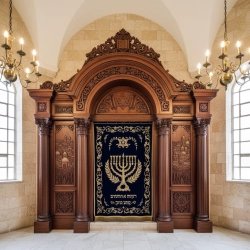 Exquisite Hand-Carved Mahogany Wood Aron Kodesh Torah Ark by Mulyoharjo Furniture