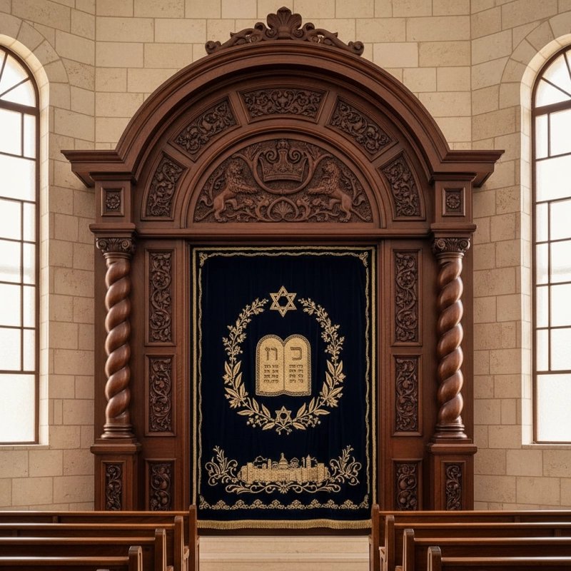 Mulyoharjo's Exquisite Handcrafted Mahogany Aron Kodesh A Revered Torah Ark