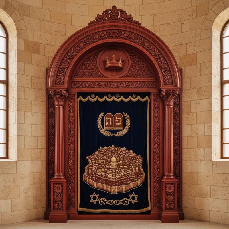 Timeless Mulyoharjo Mahogany Aron Kodesh Artisanal Torah Ark