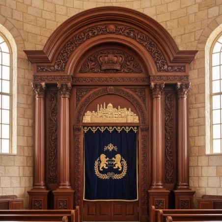 Exquisite Mulyoharjo Mahogany Wood Aron Kodesh A Sanctuary of Sacred Artistry