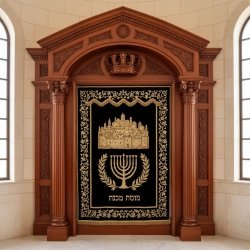 Elegant Handcrafted Mahogany Aron Kodesh Torah Ark by Mulyoharjo Furniture Indonesia