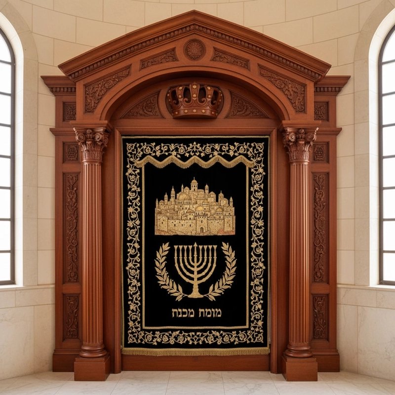 Elegant Handcrafted Mahogany Aron Kodesh Torah Ark by Mulyoharjo Furniture Indonesia