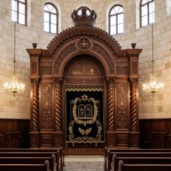 Magnificent Hand-Carved Mahogany Aron Kodesh Torah Ark by Mulyoharjo Furniture