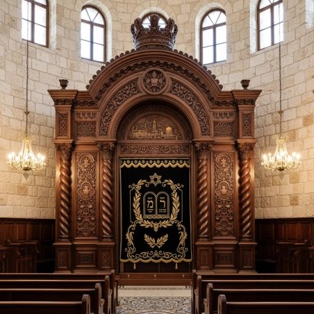 Magnificent Hand-Carved Mahogany Aron Kodesh Torah Ark by Mulyoharjo Furniture