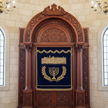 Majestic Hand-Carved Mahogany Wood Aron Kodesh by Mulyoharjo Furniture