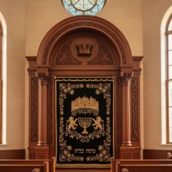 Majestic Hand-Carved Mahogany Aron Kodesh by Mulyoharjo for Sacred Spaces