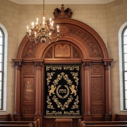 Exquisite Handcrafted Mulyoharjo Mahogany Wood Aron Kodesh Sacred Torah Ark