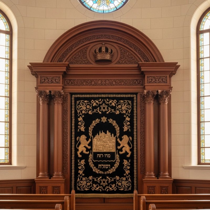 Exquisite Mulyoharjo Mahogany Wood Aron Kodesh Handcrafted Torah Ark for Sacred Spaces