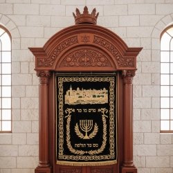 Majestic Hand-Carved Mahogany Aron Kodesh Torah Ark by Mulyoharjo Furniture