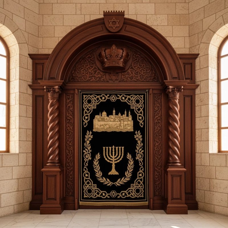 Majestic Handcrafted Mahogany Wood Aron Kodesh by Mulyoharjo Furniture