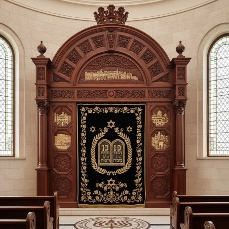 Majestic Handcrafted Mahogany Aron Kodesh Torah Ark by Mulyoharjo Furniture