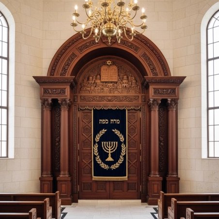 Majestic Hand-Carved Mahogany Wood Aron Kodesh Torah Ark by Mulyoharjo Furniture Indonesia