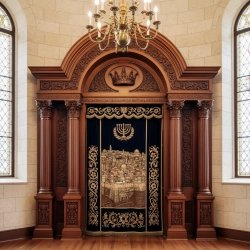 Exquisite Hand-Carved Mahogany Wood Aron Kodesh by Mulyoharjo for Sacred Spaces
