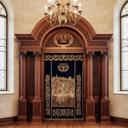 Exquisite Hand-Carved Mahogany Wood Aron Kodesh by Mulyoharjo for Sacred Spaces