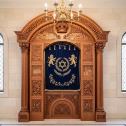 Exquisite Mulyoharjo Hand-Carved Mahogany Wood Aron Kodesh a Sacred Torah Ark
