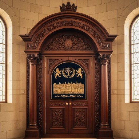 Exquisite Hand-Carved Mahogany Aron Kodesh Torah Ark by Mulyoharjo Furniture
