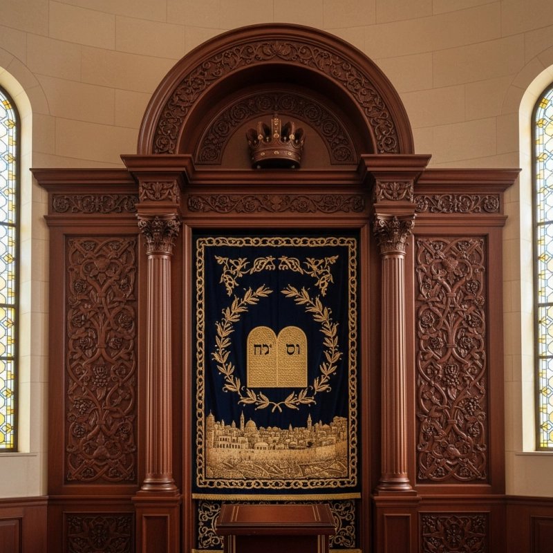 Mulyoharjo Masterpiece Hand-Carved Mahogany Wood Aron Kodesh Torah Ark