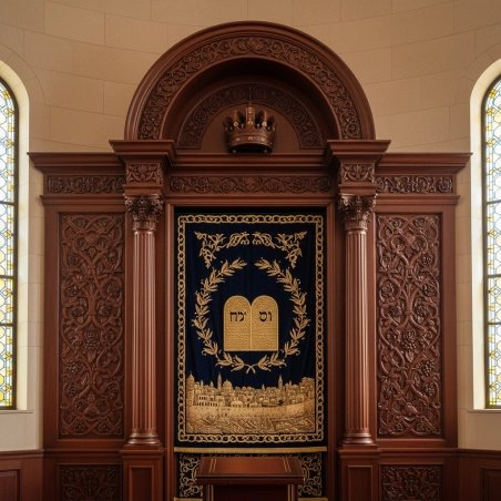 Mulyoharjo Masterpiece Hand-Carved Mahogany Wood Aron Kodesh Torah Ark