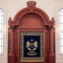 Majestic Hand-Carved Mahogany Aron Kodesh Torah Ark by Mulyoharjo Furniture