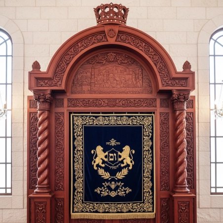 Majestic Hand-Carved Mahogany Aron Kodesh Torah Ark by Mulyoharjo Furniture