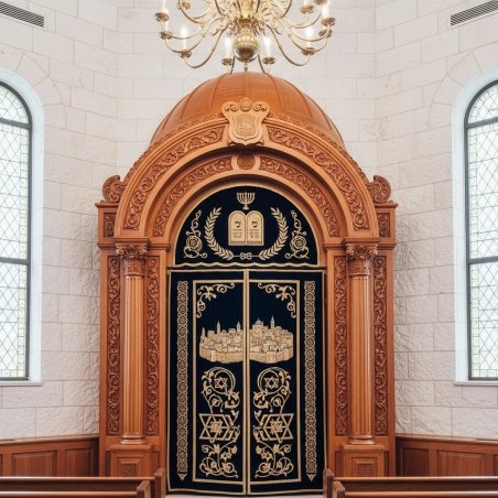 Majestic Hand-Carved Mahogany Aron Kodesh by Mulyoharjo Furniture Indonesia