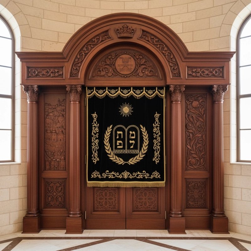 Exquisite Handcrafted Mahogany Wood Aron Kodesh Torah Ark from Mulyoharjo Furniture Indonesia