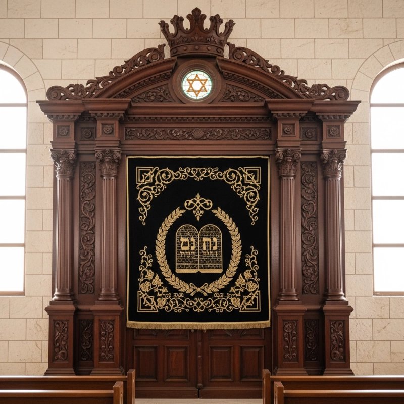 Exquisite Hand-Carved Mahogany Aron Kodesh by Mulyoharjo Furniture Indonesia