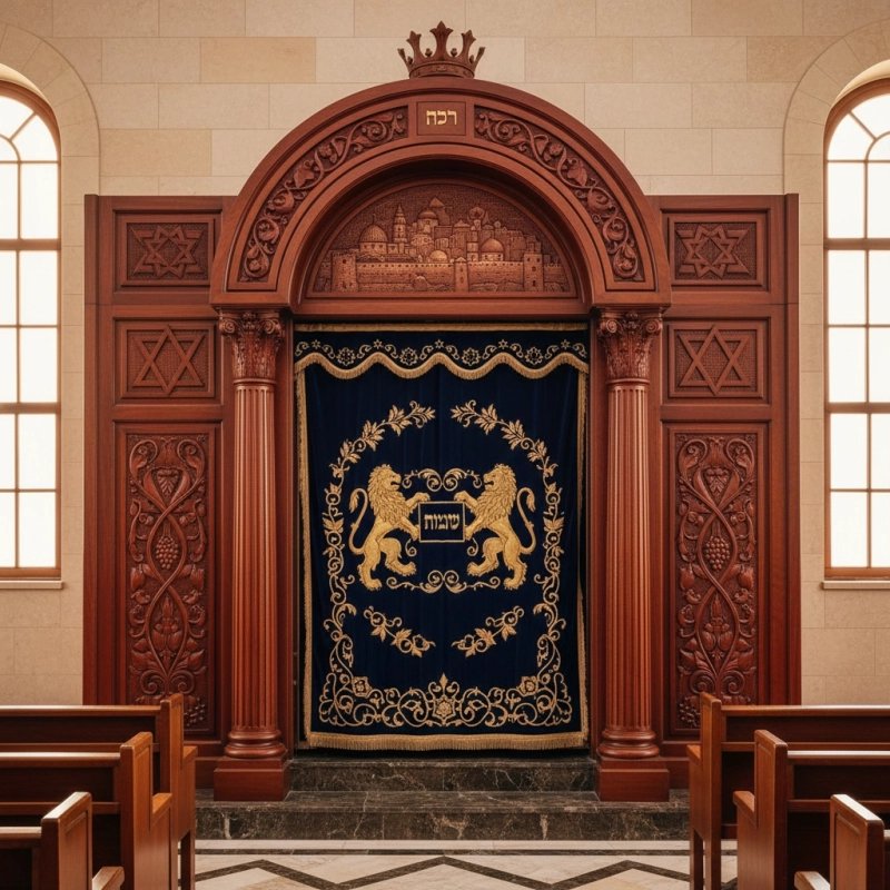 Exquisite Handcrafted Mahogany Aron Kodesh Torah Ark by Mulyoharjo Furniture Indonesia