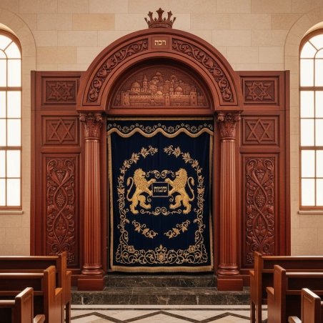 Exquisite Handcrafted Mahogany Aron Kodesh Torah Ark by Mulyoharjo Furniture Indonesia