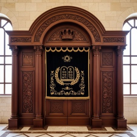 Exquisite Hand-Carved Mahogany Aron Kodesh from Mulyoharjo Furniture Indonesia
