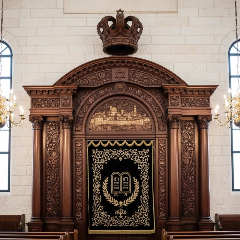 Elegant handcrafted Mahogany Aron Kodesh from Mulyoharjo Furniture Indonesia