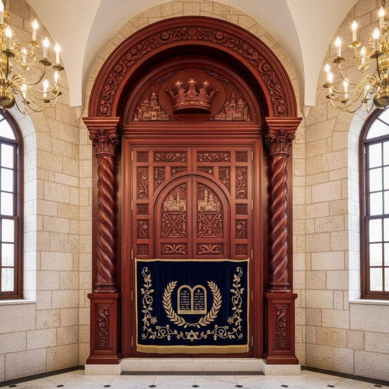 Elegant Handcrafted Mahogany Wood Aron Kodesh by Mulyoharjo Furniture Indonesia