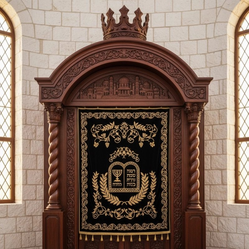 Majestic Hand-Carved Mahogany Aron Kodesh by Mulyoharjo Furniture Indonesia