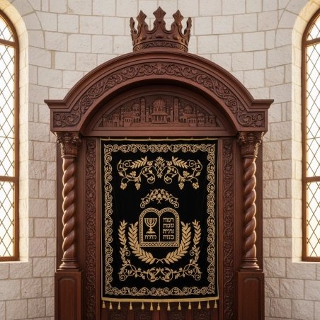 Majestic Hand-Carved Mahogany Aron Kodesh by Mulyoharjo Furniture Indonesia