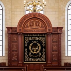 Exquisite Mulyoharjo Hand-Carved Mahogany Wood Aron Kodesh Torah Ark
