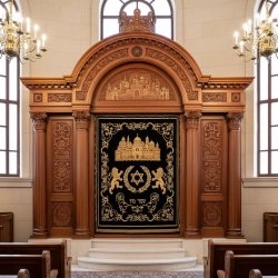 Exquisite Mulyoharjo Mahogany Wood Aron Kodesh Sacred Torah Ark Handcrafted in Indonesia