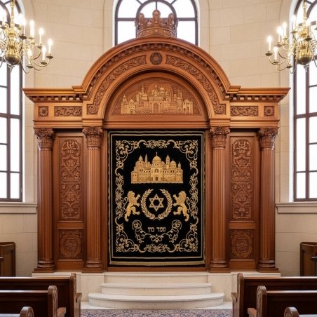 Exquisite Mulyoharjo Mahogany Wood Aron Kodesh Sacred Torah Ark Handcrafted in Indonesia