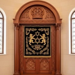 Exquisite Hand-Carved Mahogany Wood Aron Kodesh Torah Ark by Mulyoharjo Furniture